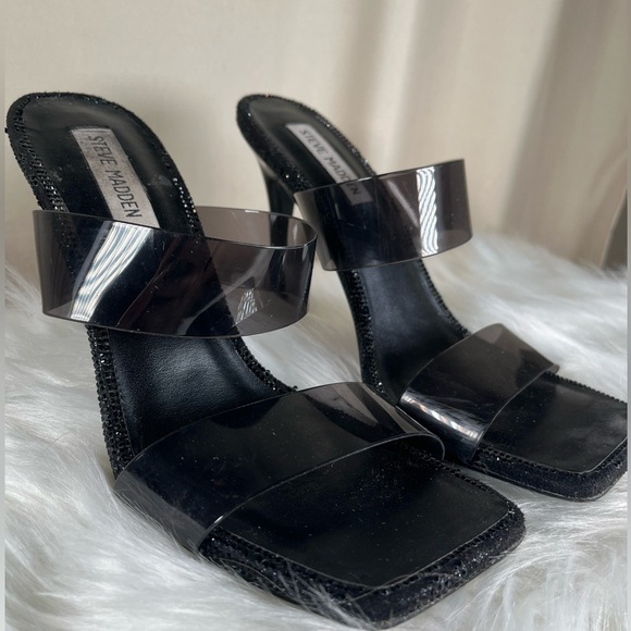 Steve Madden Black Strappy Heels - Picture 1 of 12